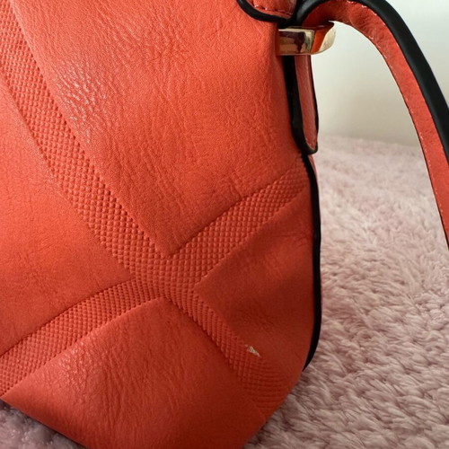 Coral leather crossbody shoulder bag like new