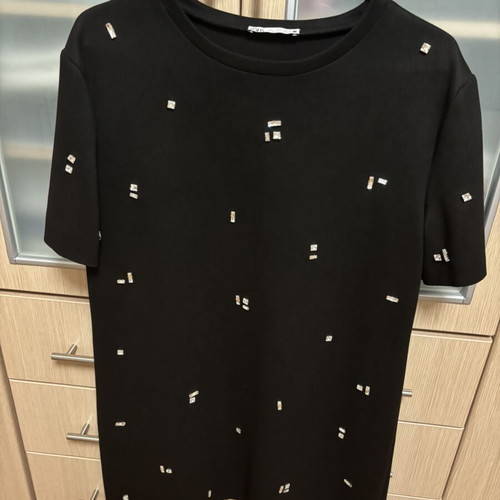Black dress with silver studs size L from Zara like new