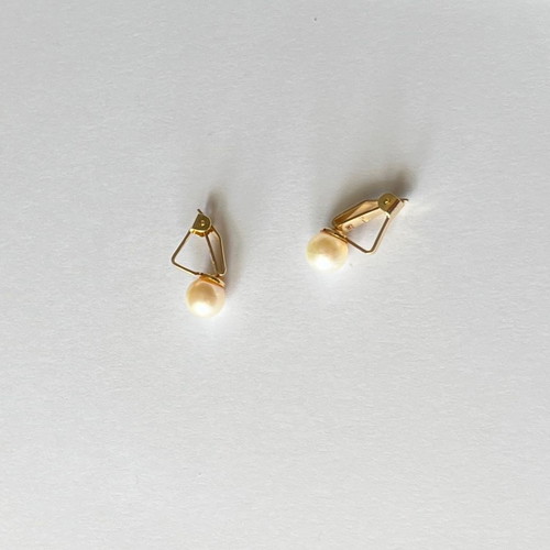 Gold clip earrings with 14k pearls new