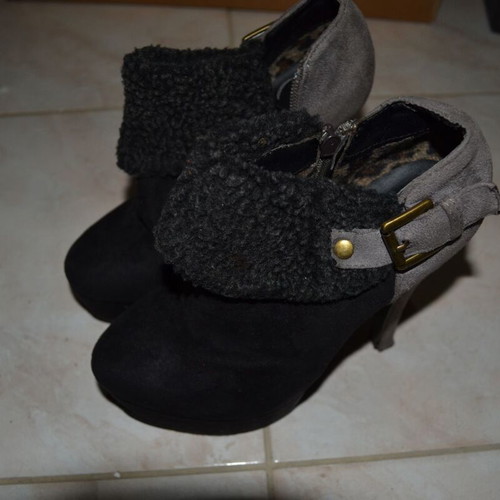 Suede ankle boots used, size 37, black and gray