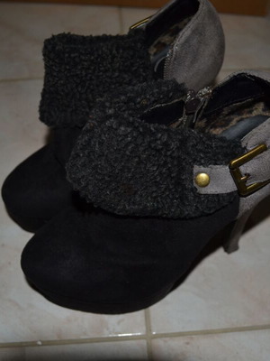 Suede ankle boots used, size 37, black and gray