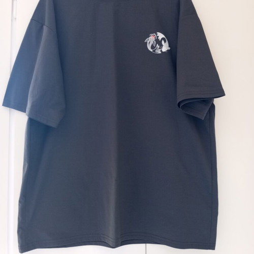 Dark grey synthetic T-shirt with back design, XL