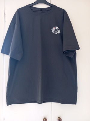 Dark grey synthetic T-shirt with back design, XL