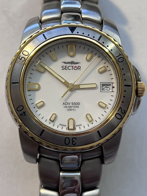 Sector 38mm ανδρικό ρολόι σαν καινούργιο, Swiss made, ατσάλι 316L
