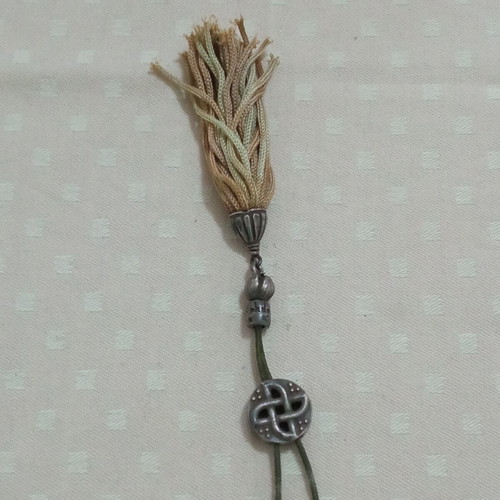 Handmade komboloi with agate or dendrite beads, oxidized metal, like new
