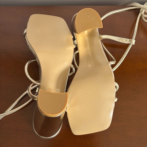 Shein Gold Strappy High Heel Sandals EU39 New