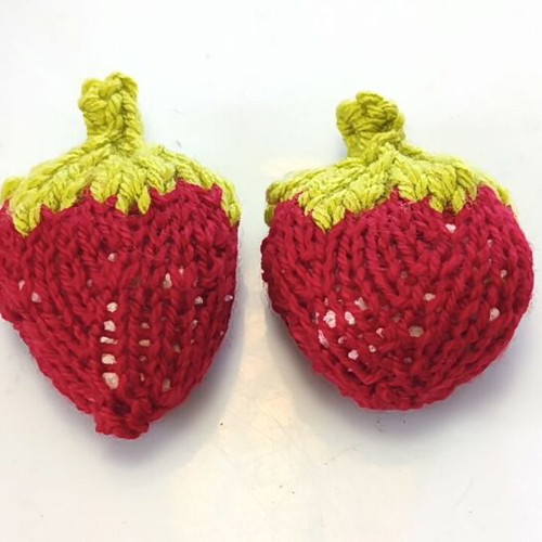 Handmade knitted strawberries with new wool and filling