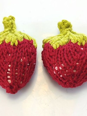Handmade knitted strawberries with new wool and filling
