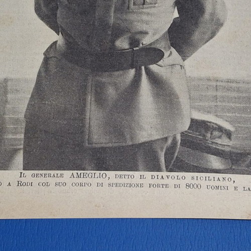 Italian Newspaper Scrap 1912 Used, Rhodes Occupation by General Ameglio