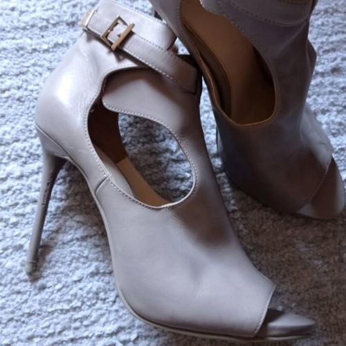Zara leather peep toe sandals like new, elephant gray, size 41