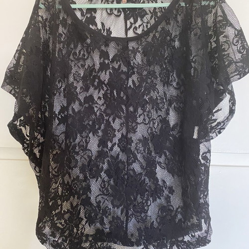 Bershka Collection black lace blouse, size M