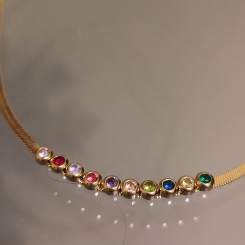 Gold-plated 14K necklace with multicolor zircon like new