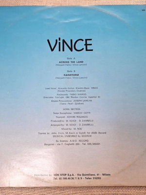 Vince Across The Land 12' δίσκος μεταχειρισμένος, ηλεκτρονικός