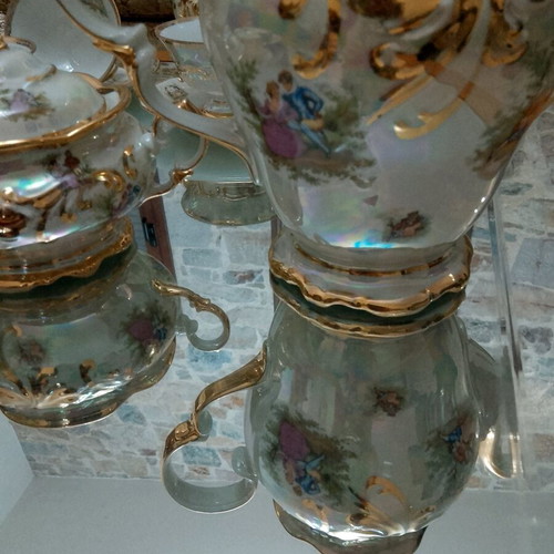 Vintage Wałbrzych Polish porcelain set with gold details like new