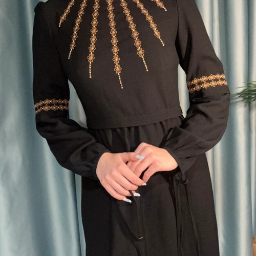 Dress with embroidery like new, black, sizes XS and S