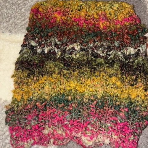 Winter hats used, yellow and multicolor, set of 2