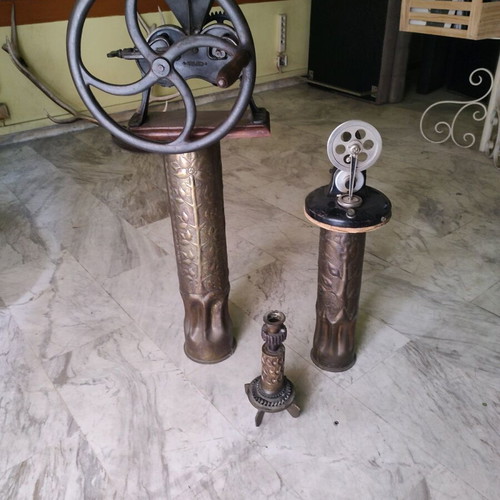 Three antique machines used, handmade custom creations