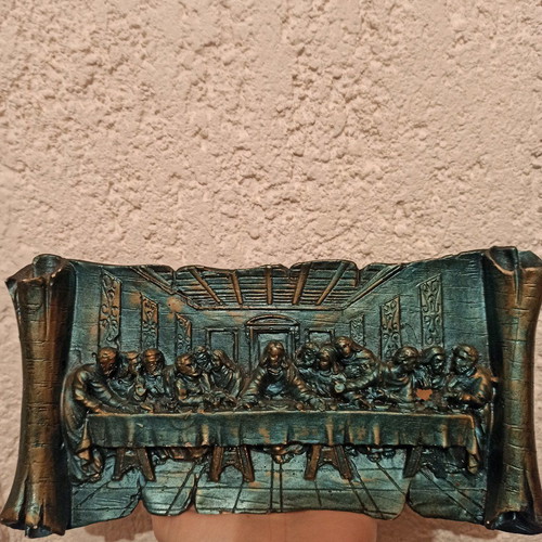 Last Supper embossed like new, two-tone wall hanging