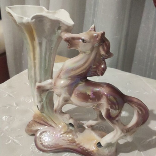 Vintage iridescent decorative horse vase like new