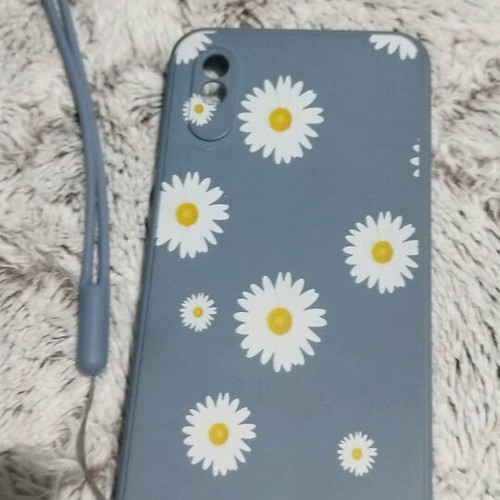 Redmi 9a case used, blue with silicone daisies