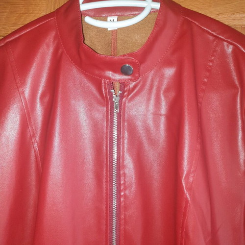 Jacket new, red faux leather, size M