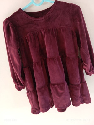 Velvet dress for girl 2 years like new, burgundy
