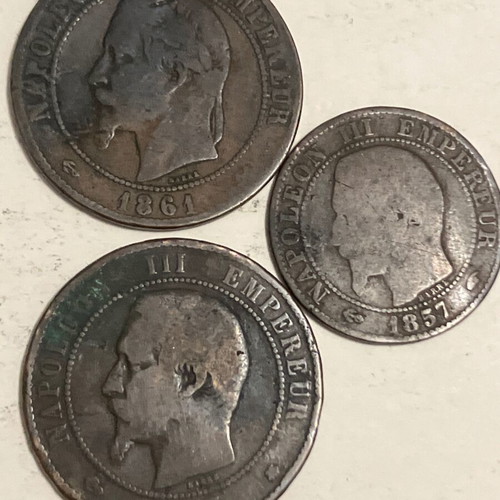 Lot of 11 European coins used, silver and copper 1835-1945