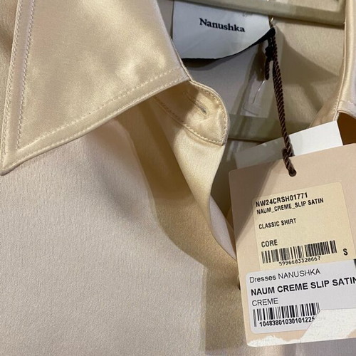 Nanushka satin slip fabric shirt new, beige and white