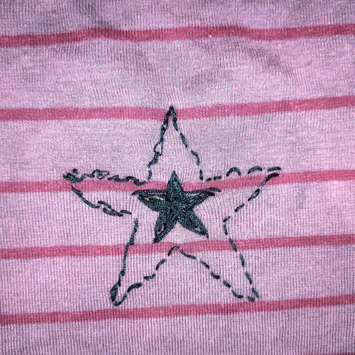 Reworked striped tank top with star embroidery dusty rose