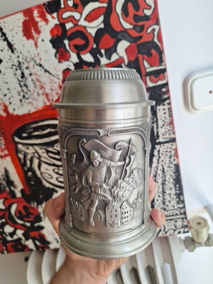 Vintage German Beer Stein Zinn-Becker pewter like new