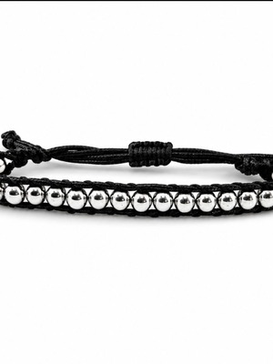 Handmade bracelet with silver hematite and adjustable black cord like new