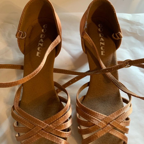 Women's Latin dance shoes like new, size 37 brown and gold