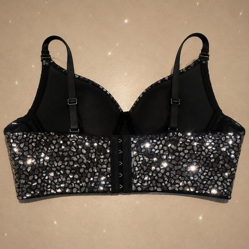 Bustier with crystals and chains, new, black