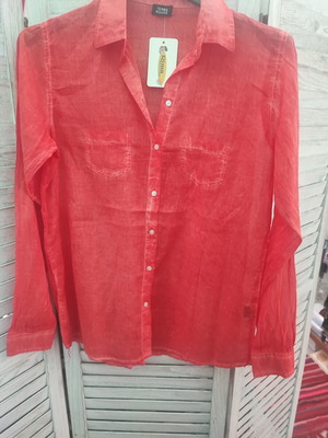 Cotton stonewashed shirt red Rima Beachwear new, size L