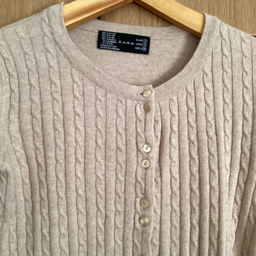 Zara Knit beige cardigan like new, size M
