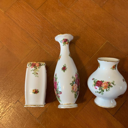Royal Albert Old Country Roses βάζα σαν καινούργια, σετ 3 τεμαχίων