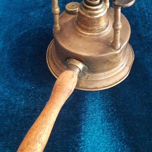 Vintage brass gas burner used with slight base deformation