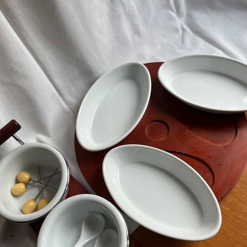 Ceramic fondue set like new, very good quality
