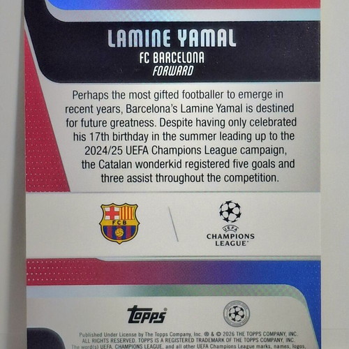 Lamine Yamal Gold Parallel UEFA Club Competitions card