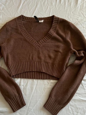 Καφέ κροπ v Neck sweater H&M καινούργιο