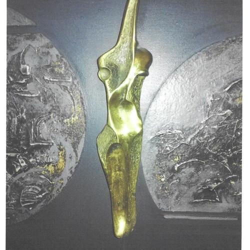 Painting with sculpture by Thanos Tzovaridis, Composition Mycenae 80x50 cm