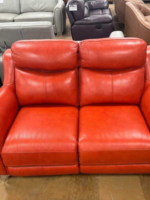 Leather sofa double terracotta red with electric relax mechanism new