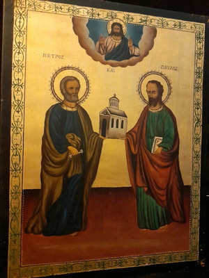 Old religious icon used, Saint Peter and Saint Paul 23×30