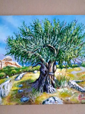 Painting "Olive" acrylic on canvas new 30x40 cm