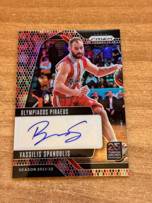 Κάρτα Panini Prizm Euroleague 2024-25 Βασίλης Σπανούλης σαν καινούργιο αριθμημένη 15
