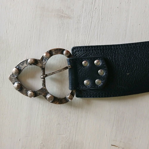 Zara leather belt size 85 like new, black with silver decorations