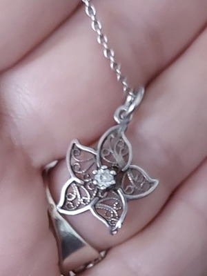 Βίντατζ ασημένιο μενταγιόν με ζιργκόν μεταχειρισμένο, τεχνική φιλιγκράν