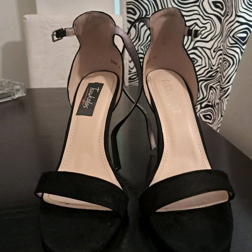 Tsoukalas Shoes suede high-heeled sandals like new, black