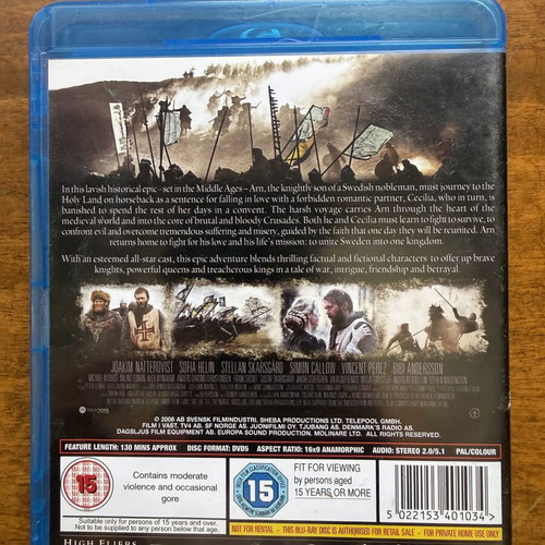 Arn Knight Templar Blu-ray like new with English subtitles
