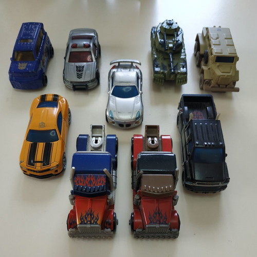 Transformers RPMs toy cars used, set with Optimus Prime and others